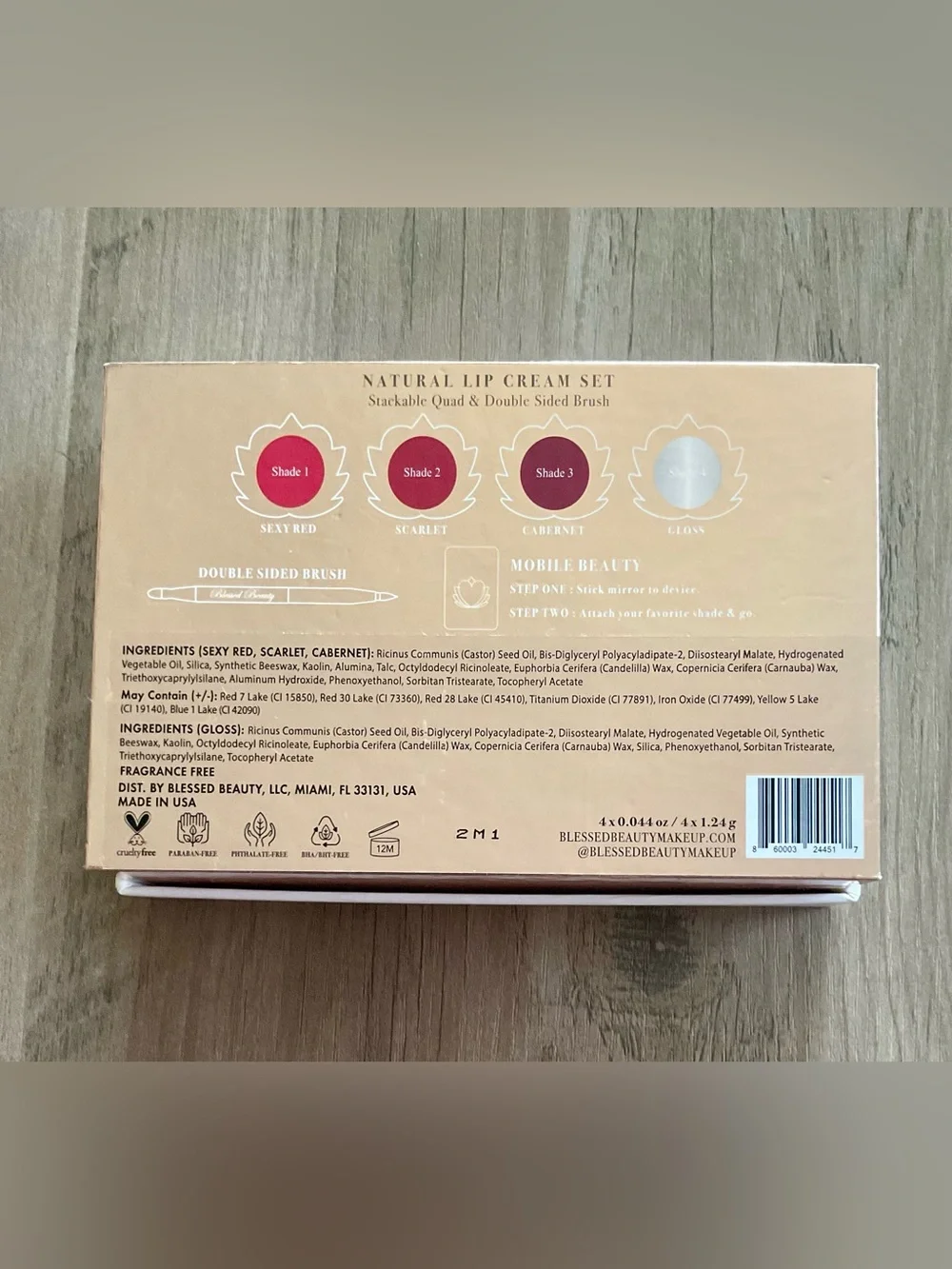 New Blessed Beauty Natural Lip Cream Set With Brush